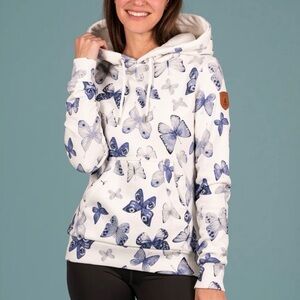 Wanakome White Hoodie with Butterflies design